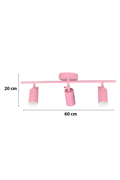 LEGACY Spoti 3'Lü Pembe Renk (GÜN IŞIĞI) Modern Tasarım Salon - Mutfak - Banyo Spot Ledli Sıralı Avize - Resim 2