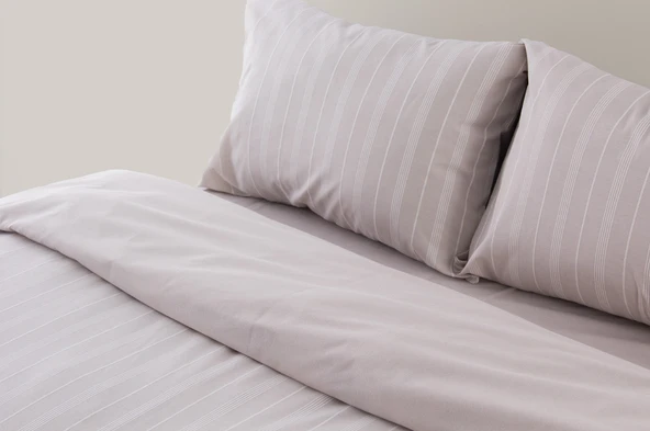 Sleeptown Keten Görünümlü Armürlü Pamuk Nevresim Takımı Gri-Bej / 160x220 Tek Kişilik-200x220 Çift Kişilik - 9