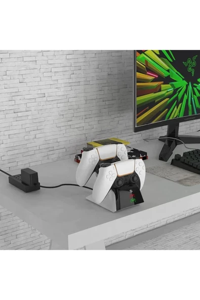 Ps5 Dualsense /ps5 Slim/ps5 Pro Gamepad Hızlı Şarj İstasyonu Çift Kol Şarj Ünitesi - Resim 4