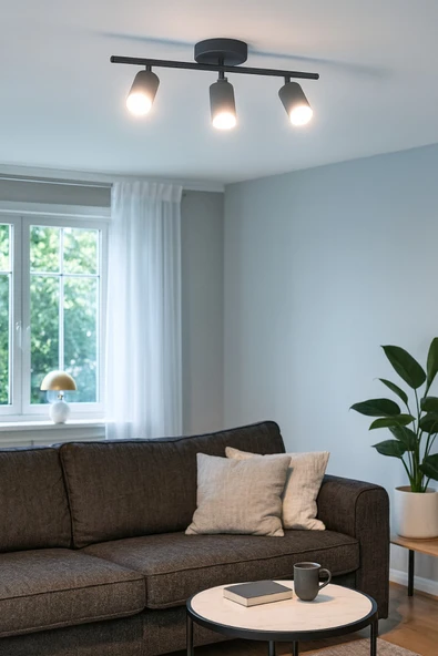 LEGACY Spoti 3'Lü Antrasit Renk (BEYAZ IŞIK) Modern Tasarım Salon - Mutfak - Banyo Spot Ledli Sıralı Avize - Resim 3