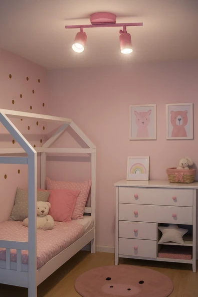 LEGACY Spoti 2'Li Pembe Renk (BEYAZ IŞIK) Modern Tasarım Cafe - Mutfak - Banyo Spot Ledli Sıralı Avize - Resim 3