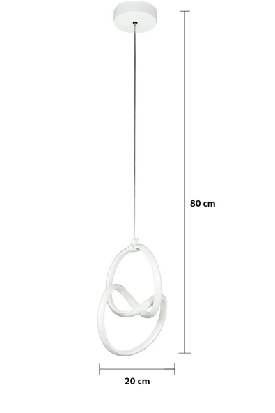 LEGACY Doruk Beyaz Renk Modern Tasarım Salon Mutfak Hol Beyaz Led Sarkıt Avize - Resim 2