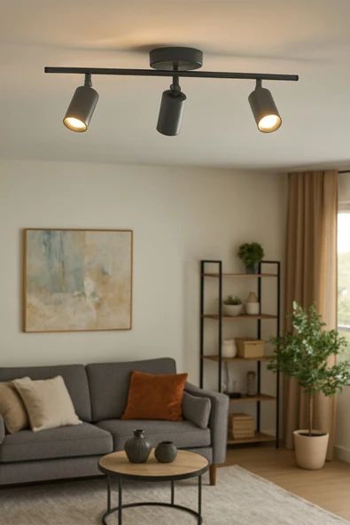 LEGACY Spoti 3'Lü Antrasit Renk (GÜN IŞIĞI) Modern Tasarım Salon - Mutfak - Banyo Spot Ledli Sıralı Avize - Resim 3