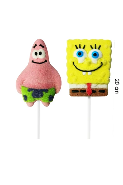 Relkon Lisanslı Sponge Bob Square Pants Marshmallow Lolipop 45 Gr (12 Adet) - Resim 3