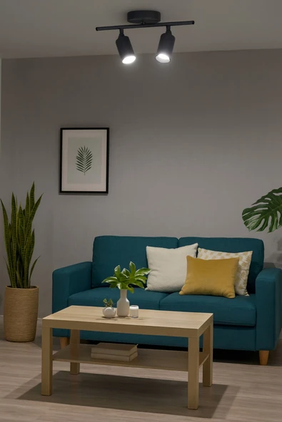 LEGACY Spoti 2'Li Antrasit Renk (BEYAZ IŞIK) Modern Tasarım Cafe - Mutfak - Banyo Spot Ledli Sıralı Avize - Resim 3