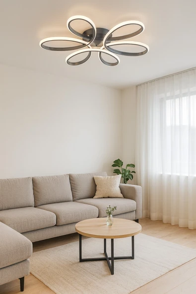 LEGACY Krom Renk Modern Tasarım Yatak Odası - Salon - Mutfak Gün Işığı Ve Beyaz Led Avize - Resim 3