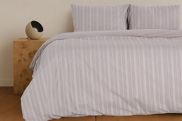 Sleeptown Keten Görünümlü Armürlü Pamuk Nevresim Takımı Gri-Bej / 160x220 Tek Kişilik-200x220 Çift Kişilik - 8