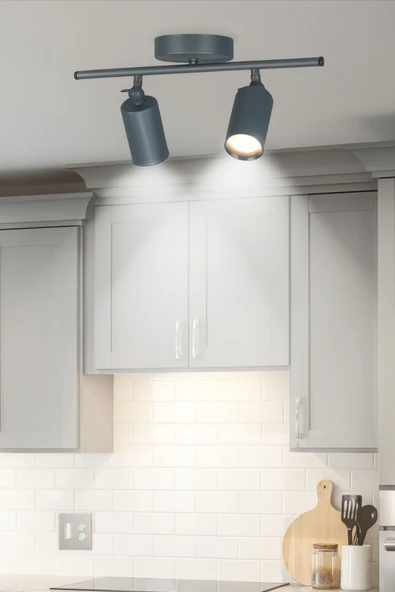 LEGACY Spoti 2'Li Antrasit Renk (BEYAZ IŞIK) Modern Tasarım Cafe - Mutfak - Banyo Spot Ledli Sıralı Avize ürün görseli