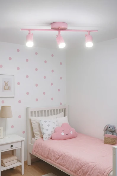 LEGACY Spoti 3'Lü Pembe Renk (BEYAZ IŞIK) Modern Tasarım Salon - Mutfak - Banyo Spot Ledli Sıralı Avize ürün görseli