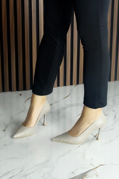 Erkan Saçmacı Suzanna Vizon Hakiki Dana Derisi Sivri Burun Klasik İnce Topuklu Ayakkabı - 8