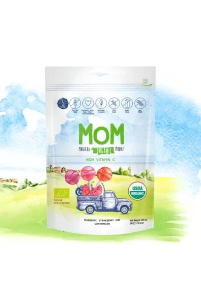 MOM Organik Lolipop 58g & Pretty Up Şekersiz Lolipop 55g & Mutlivitamin ve Mineralli Jelibon 20gx5 - 2