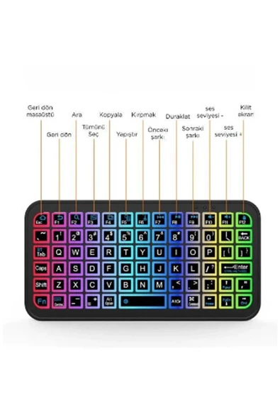 Mini Klavye Smarttv Işıklı Bluetooth Kablosuz Televizyon Ps3 Dizüstü Tabletler Ve Telefonlar İçin - 4