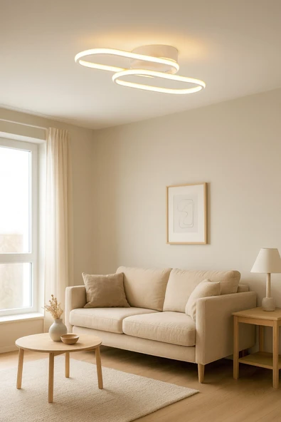 LEGACY Zzez Beyaz Renk Modern Tasarım Beyaz Ledli Cafe - Mutfak - Salon 2 Li Led Avize ürün görseli