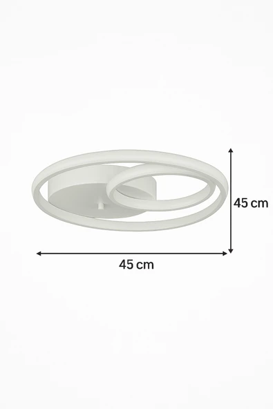 LEGACY Okka Beyaz Renk Modern Tasarım Yemek Masası Üstü - Mutfak - Salon Beyaz Led 2 Li Avize - Resim 2