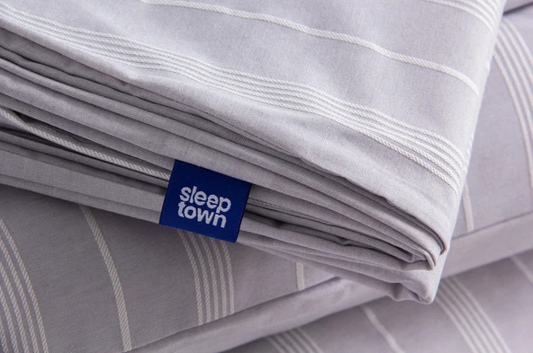 Sleeptown Keten Görünümlü Armürlü Pamuk Nevresim Takımı Gri-Bej / 160x220 Tek Kişilik-200x220 Çift Kişilik - 6