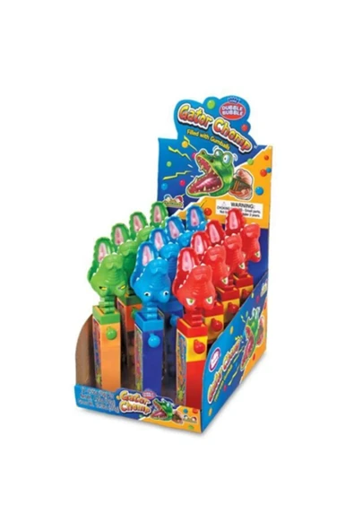 Unibon Gator Chomp Çilek Aromalı Timsah Lolipop 12'li Paket ürün görseli 1
