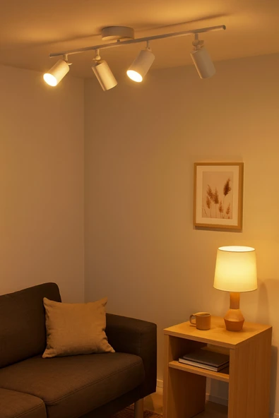 LEGACY Spoti 4'Lü Beyaz Renk (GÜN IŞIĞI) Modern Tasarım Salon - Mutfak - Banyo Spot Ledli Sıralı Avize - Resim 3