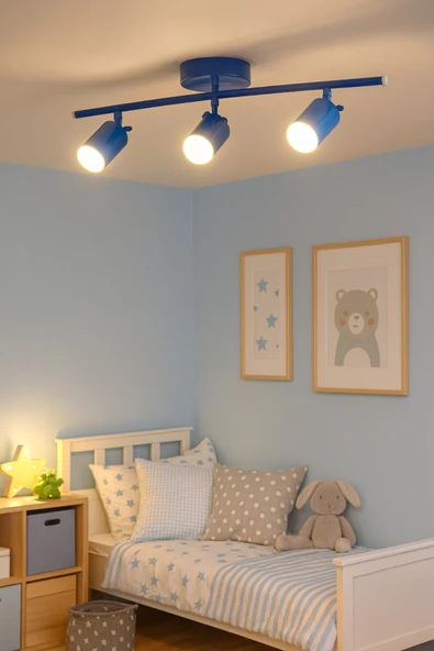 LEGACY Spoti 3'Lü Mavi Renk (GÜN IŞIĞI) Modern Tasarım Salon - Mutfak - Banyo Spot Ledli Sıralı Avize ürün görseli