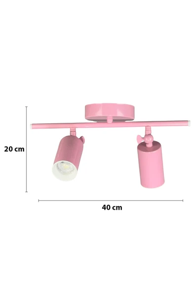 LEGACY Spoti 2'Li Pembe Renk (GÜN IŞIĞI) Modern Tasarım Cafe - Mutfak - Banyo Spot Ledli Sıralı Avize - Resim 2