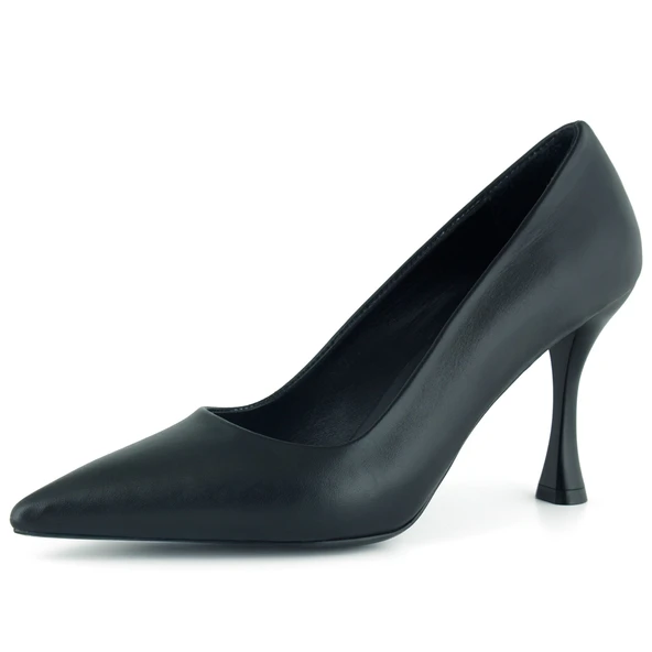 Erkan Saçmacı Suzanna Siyah Hakiki Dana Derisi Sivri Burun Klasik İnce Topuklu Ayakkabı ürün görseli