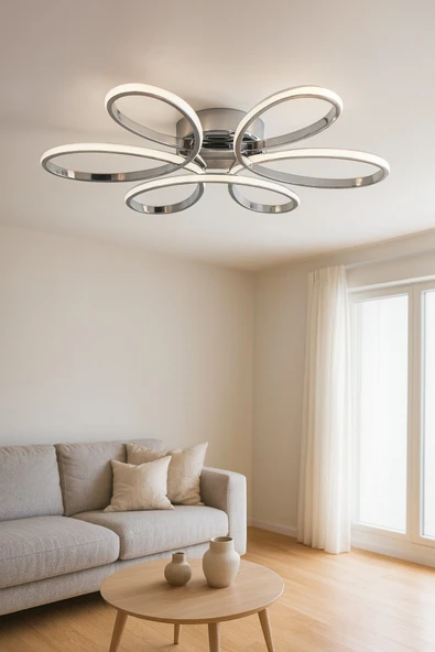 LEGACY Krom Renk Modern Tasarım Yatak Odası - Salon - Mutfak Gün Işığı Ve Beyaz Led Avize ürün görseli