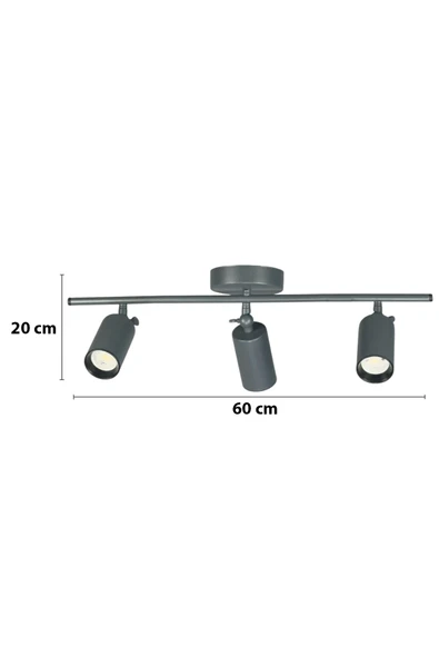 LEGACY Spoti 3'Lü Antrasit Renk (GÜN IŞIĞI) Modern Tasarım Salon - Mutfak - Banyo Spot Ledli Sıralı Avize - Resim 2