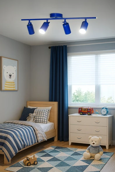 LEGACY Spoti 4'Lü Mavi Renk (BEYAZ IŞIK) Modern Tasarım Salon - Mutfak - Banyo Spot Ledli Sıralı Avize ürün görseli