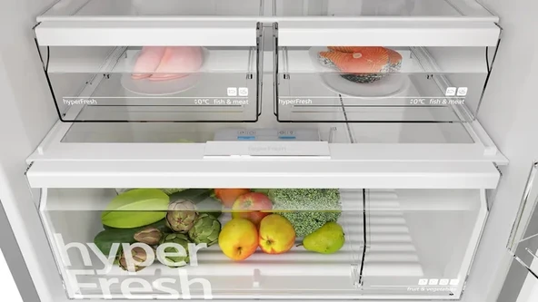 Siemens KD76NXIE1N iQ500 Üstten Donduruculu Buzdolabı 186 x 75 cm Kolay temizlenebilir Inox, Total noFrost - Resim 6