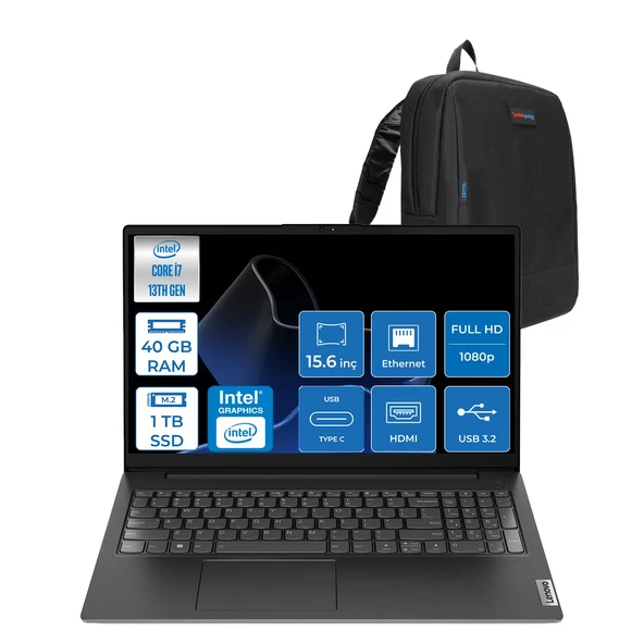 Lenovo V15 Gen4 Iru Intel Core I7 13620H 40GB 1tb SSD Freedos Intel® UHD Graphics 15.6 Inç Fullhd Taşınabilir Bilgisayar 83A100QRTRF23 + Zetta Çanta ürün görseli 1