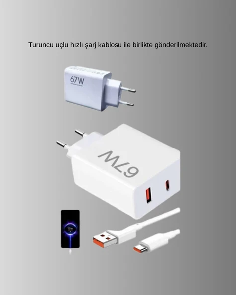 67W Turbo Type-C Hızlı Şarj Adaptörü – Akıllı Koruma Çipli, Hızlı Şarj Destekli - 4