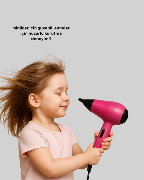 Çocuklara Özel Mini Fön Makinesi – 500/1000W Güç – Düşük Gürültü - 2