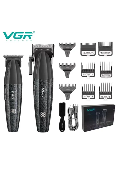 VGR v640 saç ve sakal kesim makinası 2 li set berber kuaför salonu makinası ürün görseli
