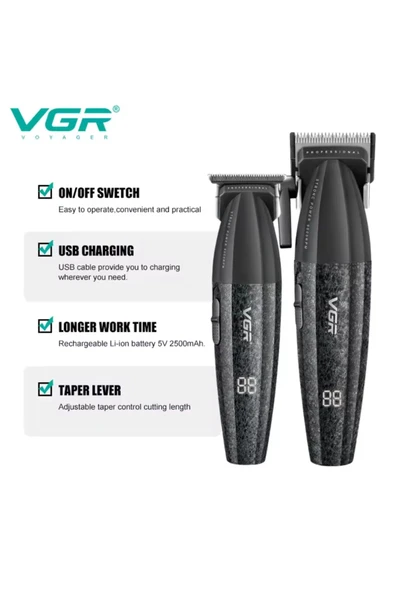 VGR v640 saç ve sakal kesim makinası 2 li set berber kuaför salonu makinası - Resim 2