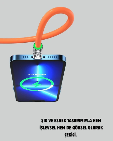 120W Şarj Destekli 3’ü 1 Arada Çoklu Şarj Kablosu – 1.2 Metre - 2
