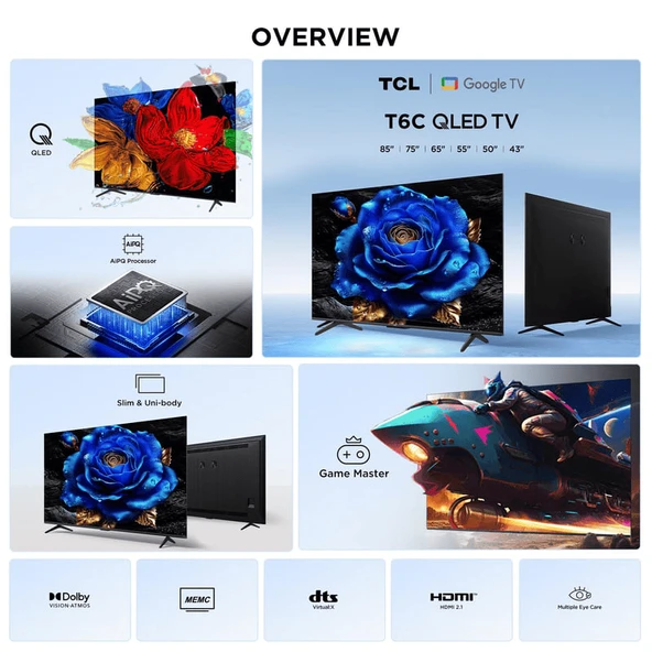TCL 75T6C 75" 4K QLED Google TV - Resim 8