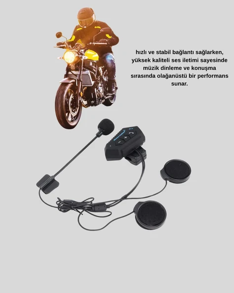 Motosiklet Kaskı İçin Bluetooth Kulaklık – Kablosuz, Mikrofonlu, Gürültü Azaltmalı BT22 - 4