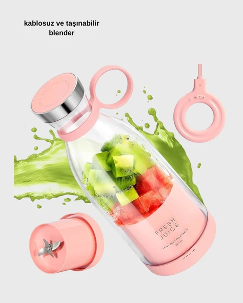 Şarjlı Portatif Blender – Gıda Sınıfı Malzeme, 10 Kullanımlık Pil, Mini Boy ve Hafif Tasarım - 5