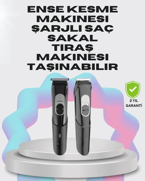 Taşınabilir Şarjlı Saç Sakal Tıraş Makinesi – 3 Taraklı, Sessiz ve Ergonomik ürün görseli 1