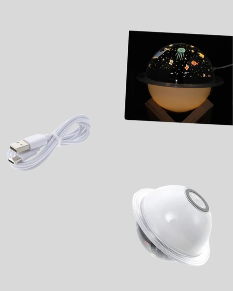 Projektör ışıklı ve aromaterapi destekli taşınabilir nemlendirici cihaz USB bağlantılı - 2