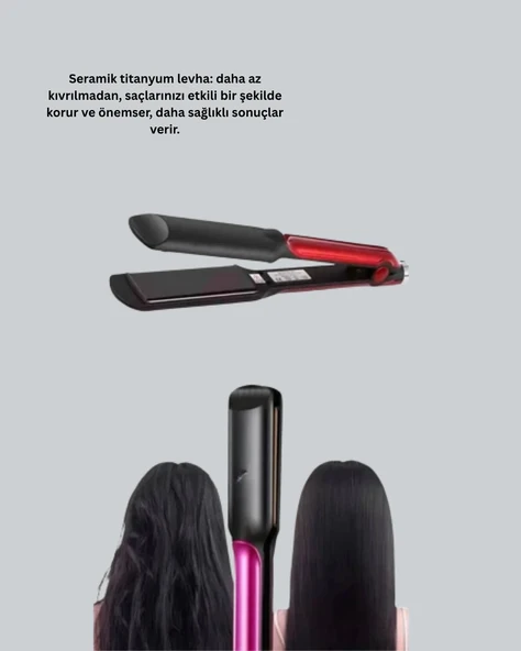 Profesyonel Saç Düzleştirici – 360° Döner Kablo ve Kompakt Tasarım - Resim 3