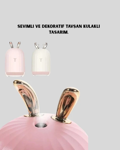 200 ml Tavşan Kulaklı Ultrasonik Hava Nemlendirici ve Gece Lambası - 2