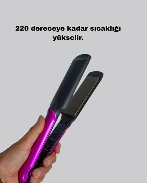 Profesyonel İyon Teknolojili Saç Düzleştirici – 220°C Hızlı Isınma ve LED Ekranlı Tasarım - 4