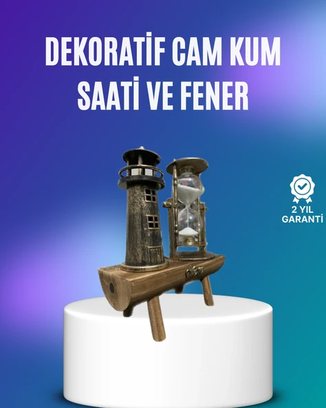 Deniz Feneri Şeklinde El Yapımı Kum Saati – Ev ve Ofis İçin Zarif Süs - 1