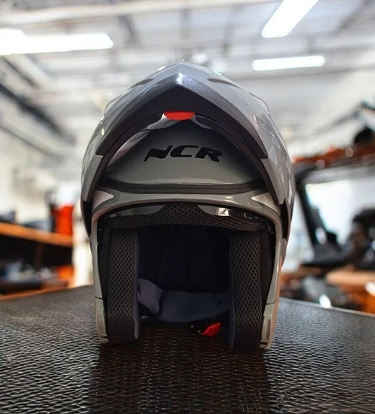 NCR-158 ÇENE AÇILIR GÖZLÜKLÜ E-CE BELGELİ KASK COOL GRİ ürün görseli 1