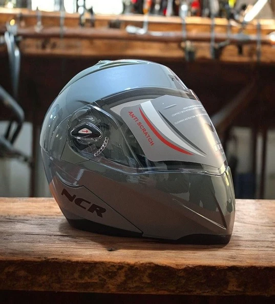 NCR-158 ÇENE AÇILIR GÖZLÜKLÜ E-CE BELGELİ KASK COOL GRİ - Resim 5