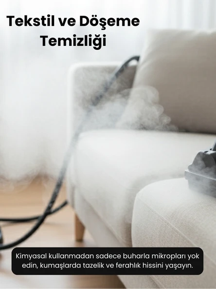 Mieco Stella 5 Bar/ 2000W / Çok Fonksiyonlu Buharlı Temizleyici - Buharlı Temizlik Makinesi + Ütü Başlığı ve Eldiven Hediye   -  Beyaz - Resim 5