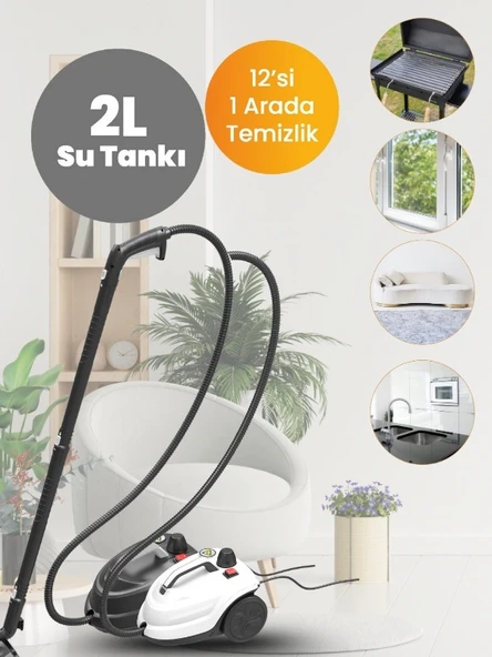 Mieco Stella 5 Bar/ 2000W / Çok Fonksiyonlu Buharlı Temizleyici - Buharlı Temizlik Makinesi + Ütü Başlığı ve Eldiven Hediye   -  Beyaz - Resim 3