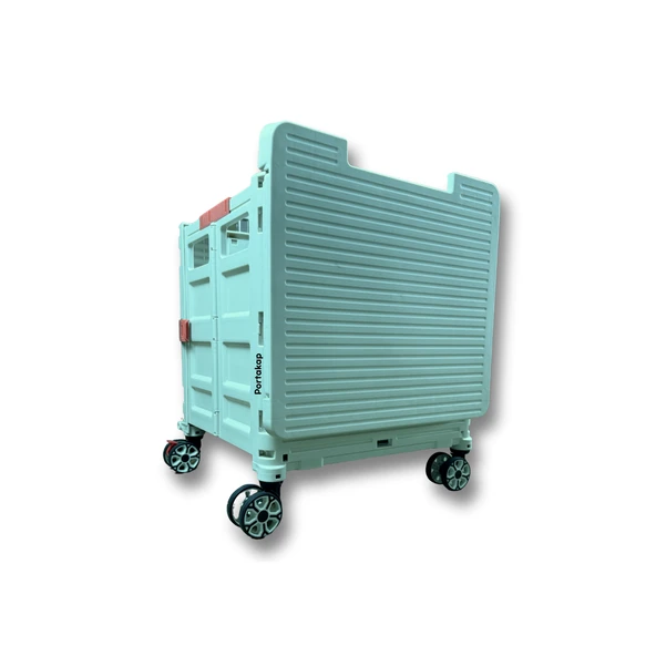 4 Tekerlekli, 55 Litre Yeşil Katlanır Alışveriş Arabası - Hareketli Tutacaklı-YEŞİL - 4