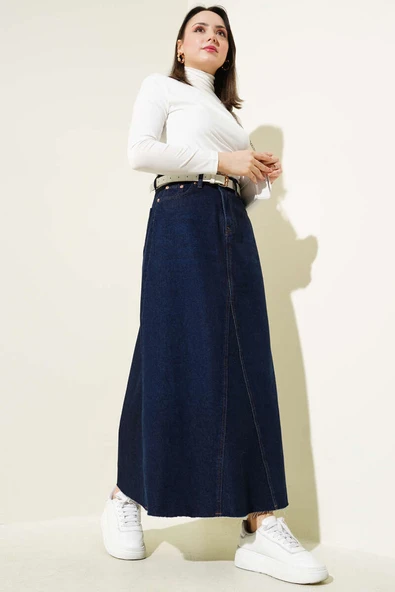 Parçalı Kot Etek Lacivert - Resim 2