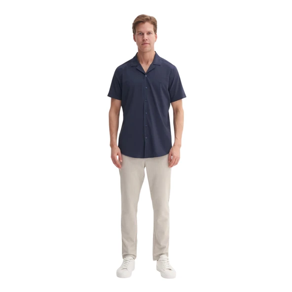 Erkek Regular Fit Kısa Kol Gömlek - Resim 8